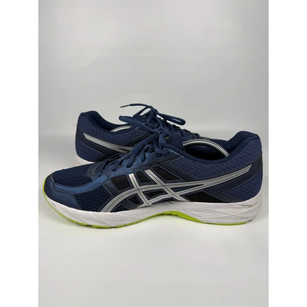 ASICS‎ GEL CONTEND 4 Men's Navy Blue Silver Neon Running Jogging Shoes Size 13